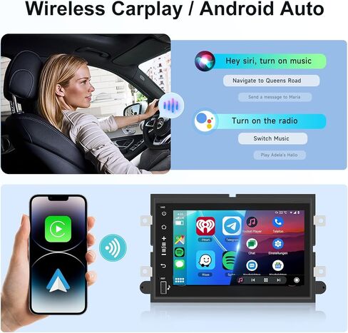 راديو سيارة 2G+64G لسيارة Ford F150/F250/F350 Fusion Edge Explorer Taurus Freestar ستيريو مع CarPlay/Android Auto 7 بوصة Android 13 وحدة رأس شاشة تعمل باللمس، GPS/WiFi/Bluetooth/SWC/Camera in Saudi Arabia