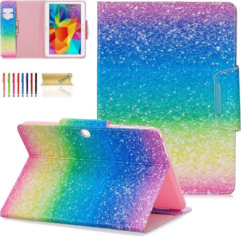 حافظة Dteck Galaxy Tab 4 10.1 T530، غطاء محفظة من جلد البولي يوريثان مع وظيفة التنبيه/السكون التلقائي، حافظة حماية ذكية كاملة لهاتف Samsung Galaxy Tab 4 10.1 بوصة SM-T530 T531 T535 T537، قوس قزح in Kuwait