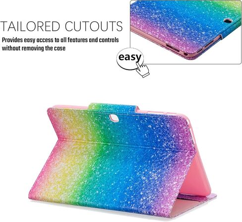 حافظة Dteck Galaxy Tab 4 10.1 T530، غطاء محفظة من جلد البولي يوريثان مع وظيفة التنبيه/السكون التلقائي، حافظة حماية ذكية كاملة لهاتف Samsung Galaxy Tab 4 10.1 بوصة SM-T530 T531 T535 T537، قوس قزح in Kuwait