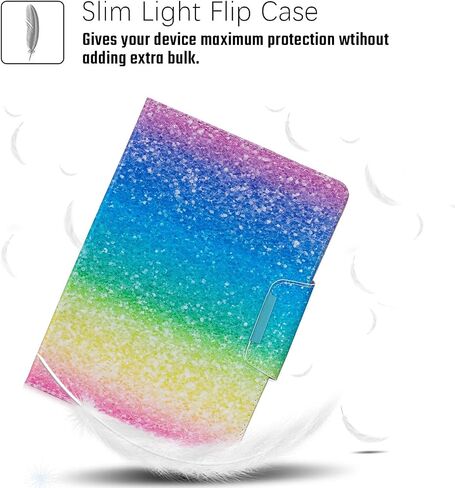 حافظة Dteck Galaxy Tab 4 10.1 T530، غطاء محفظة من جلد البولي يوريثان مع وظيفة التنبيه/السكون التلقائي، حافظة حماية ذكية كاملة لهاتف Samsung Galaxy Tab 4 10.1 بوصة SM-T530 T531 T535 T537، قوس قزح in Kuwait