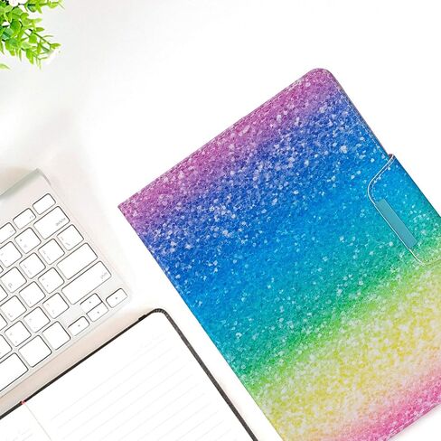 حافظة Dteck Galaxy Tab 4 10.1 T530، غطاء محفظة من جلد البولي يوريثان مع وظيفة التنبيه/السكون التلقائي، حافظة حماية ذكية كاملة لهاتف Samsung Galaxy Tab 4 10.1 بوصة SM-T530 T531 T535 T537، قوس قزح in Kuwait