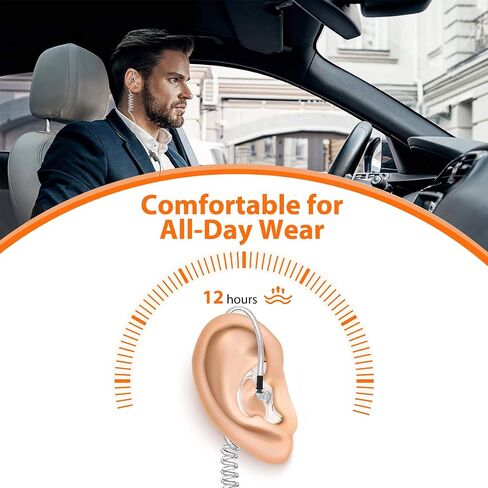 Zeadio Pro-Grade Two-Way Radio Earpiece Kit - 8-Pair Clear Coil Tube Earbuds with Noise-Reducing Earplug, Compatible with Motorola/Kenwood (16pcs) for Construction/Security/Law Enforcement in Kuwait