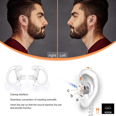 Zeadio Pro-Grade Two-Way Radio Earpiece Kit - 8-Pair Clear Coil Tube Earbuds with Noise-Reducing Earplug, Compatible with Motorola/Kenwood (16pcs) for Construction/Security/Law Enforcement in Kuwait