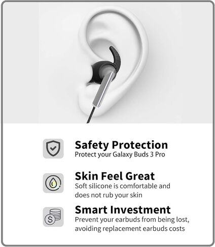 Soft Silicone Strap for Galaxy Buds 3 Pro, Special Anti-Skid Design Sports Anti Lost Headphones Lanyard Accessories ONLY Compatible with Samsung Galaxy Buds 3 Pro Earbuds Neck Rope Cord(Black) in Kuwait