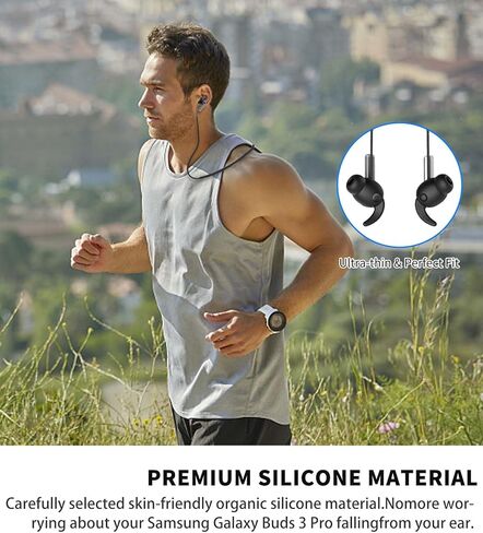 Soft Silicone Strap for Galaxy Buds 3 Pro, Special Anti-Skid Design Sports Anti Lost Headphones Lanyard Accessories ONLY Compatible with Samsung Galaxy Buds 3 Pro Earbuds Neck Rope Cord(Black) in Kuwait