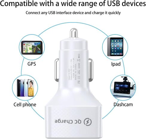 Car Charger Adapter, 6 Ports USB QC3.0 Fast Phone Charger, Car Interior Accessories Fit for All Vehicles, Multi-Port Car Phone Charger with LED Light Display for Smart Phone and More (Black) in Saudi Arabia