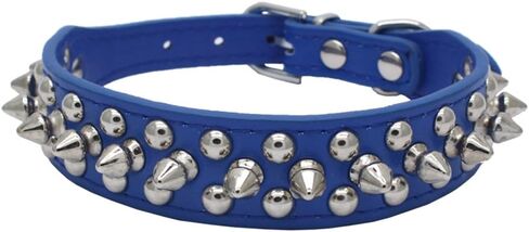 Dogs Kingdom 10"-24" Length Soft Leather Mushrooms Rivet and Spikes Studded Adjustable Buckle Pet Puppy Dog Collar for Small Medium Large Dogs Breeds Pink XL in Saudi Arabia