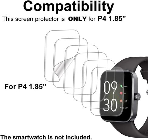واقي شاشة متوافق مع ساعة ASWEE P4 الذكية مقاس 1.85 بوصة، مادة TPU الناعمة، 6 عبوات، تغطية كاملة، شفاء ذاتي للفقاعات in Kuwait