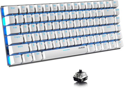 لوحة مفاتيح ميكانيكية سلكية مدمجة Lomiluskr AK33، 82 مفتاحًا مضادًا للظلال، صغيرة ومحمولة، بإضاءة خلفية بلون واحد (وردي، مفتاح أزرق) in Kuwait