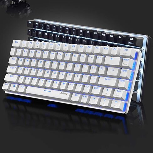 لوحة مفاتيح ميكانيكية سلكية مدمجة Lomiluskr AK33، 82 مفتاحًا مضادًا للظلال، صغيرة ومحمولة، بإضاءة خلفية بلون واحد (وردي، مفتاح أزرق) in Kuwait