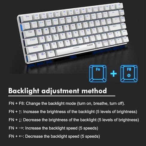 لوحة مفاتيح ميكانيكية سلكية مدمجة Lomiluskr AK33، 82 مفتاحًا مضادًا للظلال، صغيرة ومحمولة، بإضاءة خلفية بلون واحد (وردي، مفتاح أزرق) in Kuwait