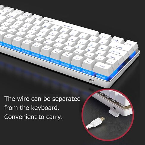 لوحة مفاتيح ميكانيكية سلكية مدمجة Lomiluskr AK33، 82 مفتاحًا مضادًا للظلال، صغيرة ومحمولة، بإضاءة خلفية بلون واحد (وردي، مفتاح أزرق) in Kuwait