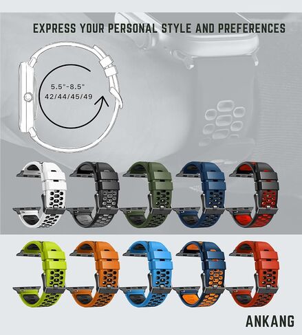 Sport Band for Apple Watch Ultra 2 49mm 45mm 44mm 42mm Breathable Rubber Strap for iWatch SE 1 2 Series 4 5 6 7 8 9 for men women in Saudi Arabia