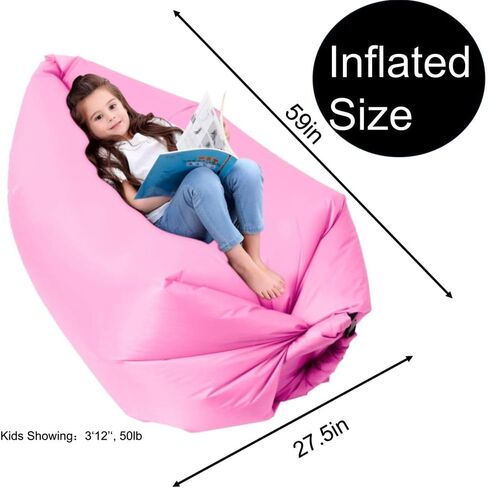 Kids Air Hammock Chillbean, Anti Leakage Inflatable Couch for Camping, Ideal as Portable Air Couch, Inflatable Beach Chair for Kids and Teens. in Saudi Arabia