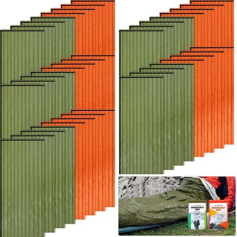 Preboun 50 Pcs Emergency Sleeping Bag Portable Lightweight Survival Bag Thermal Bivy Sack Bag Waterproof Emergency Blanket Survival Gear for Outdoor Camping Hiking Activities Homeless People Shelter in Saudi Arabia