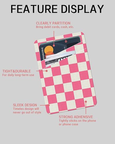 Phone Card Holder Leather, Dual Pocket Phone Wallet Adhesive Stick On, Cute Phone Case Credit Card Holder, Suitable for Most of Phones Green Floral in Kuwait