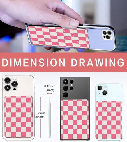 Phone Card Holder Leather, Dual Pocket Phone Wallet Adhesive Stick On, Cute Phone Case Credit Card Holder, Suitable for Most of Phones Green Floral in Kuwait