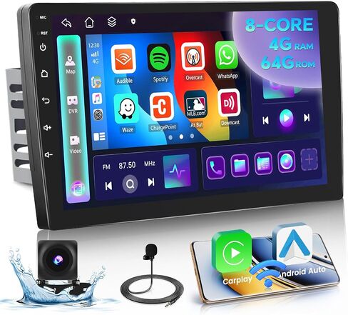8 Core/4G+64G Double Din Android 13 Car Stereo with Wireless Carplay, 9" Touch Screen Car Radio with Bluetooth Siri Voice Control WiFi FM/RDS/RDS GPS Navi Mirror Link SWC USB Backup Camera in Saudi Arabia