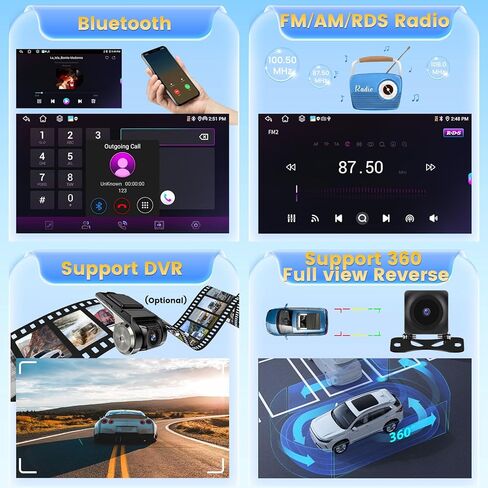 8 Core/4G+64G Double Din Android 13 Car Stereo with Wireless Carplay, 9" Touch Screen Car Radio with Bluetooth Siri Voice Control WiFi FM/RDS/RDS GPS Navi Mirror Link SWC USB Backup Camera in Saudi Arabia