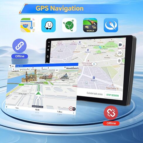 8 Core/4G+64G Double Din Android 13 Car Stereo with Wireless Carplay, 9" Touch Screen Car Radio with Bluetooth Siri Voice Control WiFi FM/RDS/RDS GPS Navi Mirror Link SWC USB Backup Camera in Saudi Arabia
