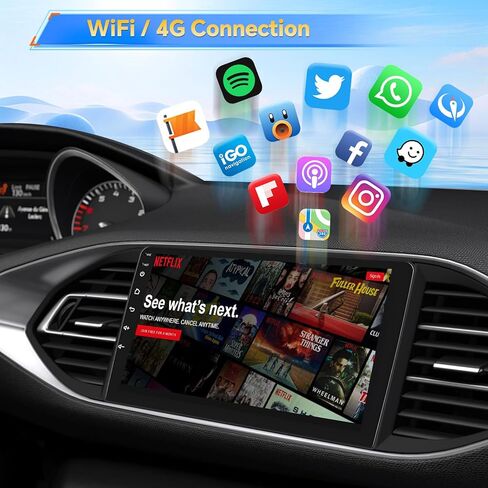 8 Core/4G+64G Double Din Android 13 Car Stereo with Wireless Carplay, 9" Touch Screen Car Radio with Bluetooth Siri Voice Control WiFi FM/RDS/RDS GPS Navi Mirror Link SWC USB Backup Camera in Saudi Arabia
