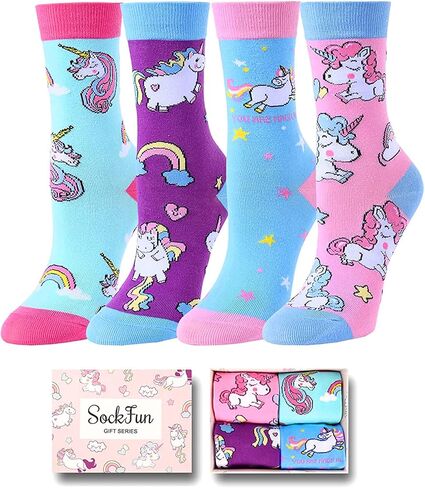 sockfun هدايا مضحكة للفتيات 4-10 سنوات، جوارب الفتيات الجدة جوارب ممتعة للأطفال في صندوق هدية in Kuwait