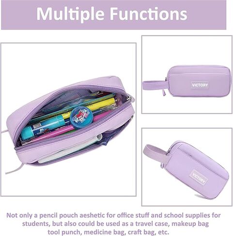 AO ALI VICTORY Backpack for Girls Set with Pencil Case 15.6 Inch Laptop School Bag Cute Kids Elementary College Backpacks Large Bookbags for Women Teens Students Anti Theft Travel Daypack - Purple in Kuwait