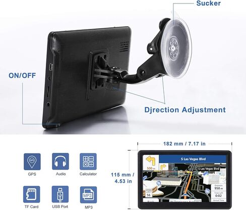 نظام ملاحة GPS للسيارة، شاشة HD 7 بوصة، 16 جيجابايت 256 ميجابايت، خرائط 2024 US/CA/MX، تحديثات مجانية للخرائط، بث صوتي، تحذير من كاميرا السرعة in Kuwait