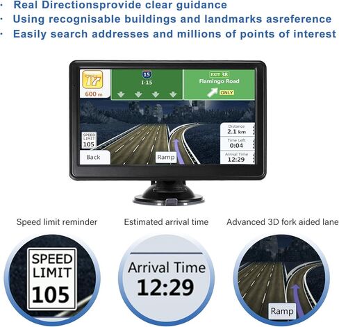 نظام ملاحة GPS للسيارة، شاشة HD 7 بوصة، 16 جيجابايت 256 ميجابايت، خرائط 2024 US/CA/MX، تحديثات مجانية للخرائط، بث صوتي، تحذير من كاميرا السرعة in Kuwait