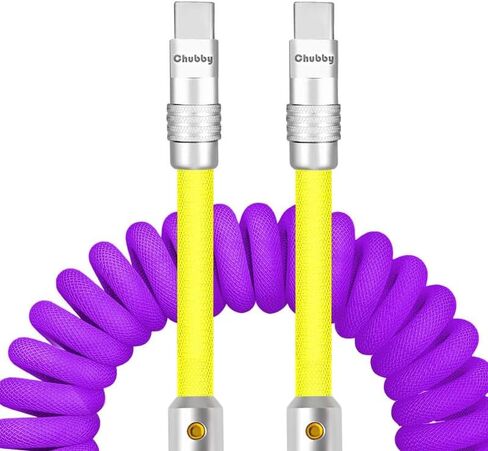 Chubbycable Curly Chubby - كابل شحن زنبركي جديد قابل للتمدد ملفوف USB C كابل للسيارة USB نوع C كابل شاحن قصير قابل للسحب CarPlay، أسود، USB-A إلى النوع C، 2.29FT-3.6FT in Saudi Arabia