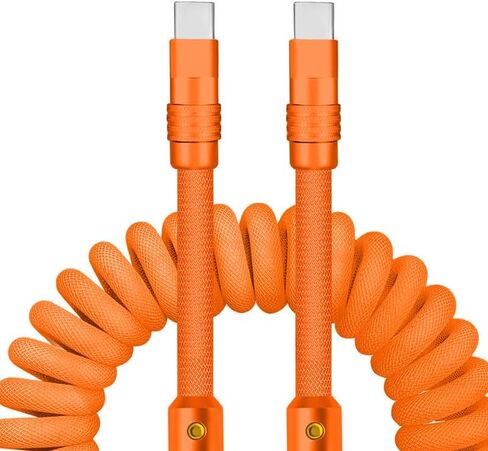 Chubbycable Curly Chubby - كابل شحن زنبركي جديد قابل للتمدد ملفوف USB C كابل للسيارة USB نوع C كابل شاحن قصير قابل للسحب CarPlay، أسود، USB-A إلى النوع C، 2.29FT-3.6FT in Saudi Arabia
