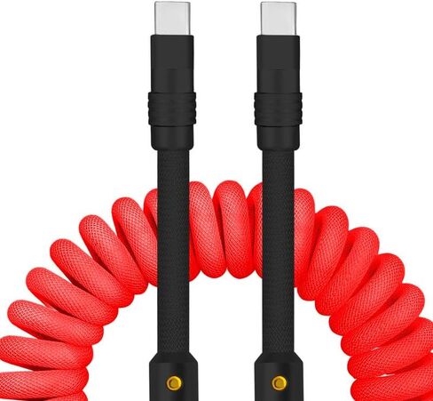 Chubbycable Curly Chubby - كابل شحن زنبركي جديد قابل للتمدد ملفوف USB C كابل للسيارة USB نوع C كابل شاحن قصير قابل للسحب CarPlay، أسود، USB-A إلى النوع C، 2.29FT-3.6FT in Saudi Arabia