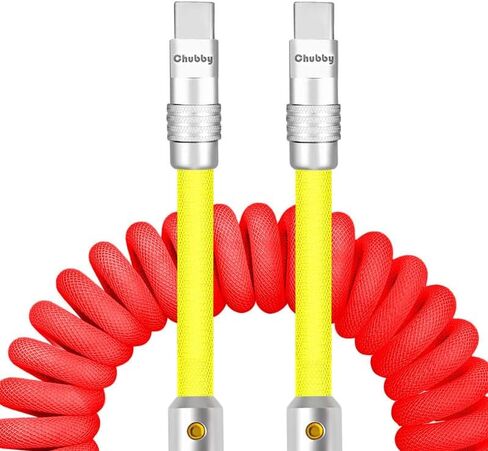 Chubbycable Curly Chubby - كابل شحن زنبركي جديد قابل للتمدد ملفوف USB C كابل للسيارة USB نوع C كابل شاحن قصير قابل للسحب CarPlay، أسود، USB-A إلى النوع C، 2.29FT-3.6FT in Saudi Arabia