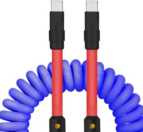 Chubbycable Curly Chubby - كابل شحن زنبركي جديد قابل للتمدد ملفوف USB C كابل للسيارة USB نوع C كابل شاحن قصير قابل للسحب CarPlay، أسود، USB-A إلى النوع C، 2.29FT-3.6FT in Saudi Arabia