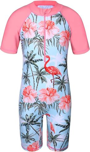 TFJH E Short Sleeve Girls Swimwear UV 50+ Rash Guard Sunsuits Beachwear Swimsuits 408 Rose Scale 10A in Saudi Arabia