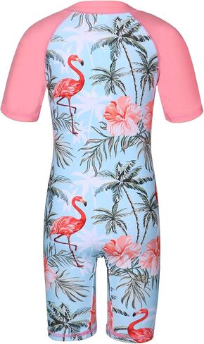 TFJH E Short Sleeve Girls Swimwear UV 50+ Rash Guard Sunsuits Beachwear Swimsuits 408 Rose Scale 10A in Saudi Arabia