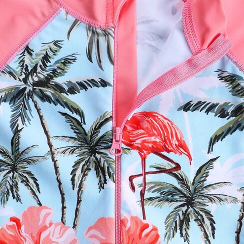 TFJH E Short Sleeve Girls Swimwear UV 50+ Rash Guard Sunsuits Beachwear Swimsuits 408 Rose Scale 10A in Saudi Arabia