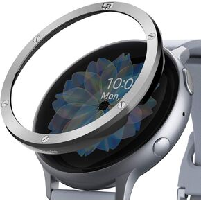 Ringke Bezel Styling Cover for Galaxy Watch Active 2 (44mm Only) Case Bezel Ring Adhesive Accessory - Glossy Black (GW-A2-44-03)