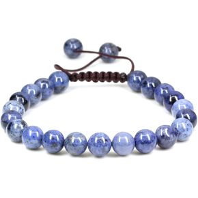 Keleny Natural Gemtone 8mm Round Beads Crystal Adjustable Braided Macrame Tassels Bracelets Unisex