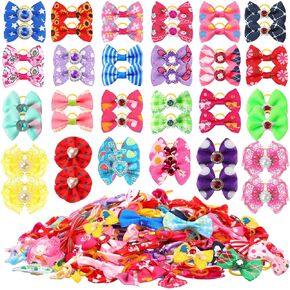 Reginary 300 Pack Dog Bows Grooming Cute Dog Hair Bows Girl with Rubber Bands Small Puppy Bowknots Colorful Hair Accessories for Dogs Puppies Pets Gift