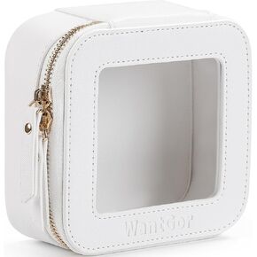 WantGor Small Cosmetic Bag, Mini Makeup Bag Women Clear Pouch Cosmetics Bags Travel Toiletry Bag Tiny Make Up Organizer Case with Zipper for Purse Backpack (Beige)