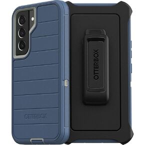 حافظة OtterBox Defender ومشبك حزام/حامل لهاتف Samsung Galaxy S22 Plus (ليس S22/Ultra Models) عبوة البيع بالتجزئة - مضادة للميكروبات - أزرق غامق