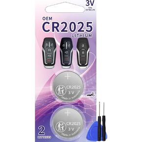 2 Pack CR2025 for Ford Remote Key Fob Battery Replacement OEM Bundle Case Shell fits 2013-2018 Edge Explorer F-150 250 350 450 550 Fusion Mustang for Lincoln MKC MKX MKZ M3N-A2C31243300 or A2C31243800