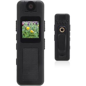 Vlogging Camera, 1080P Wearable Action Camera with Clip, Color Screen, Rotatable Lens, 1/4 Inch Thread, Support Loop Recording, Infrared Night Vision, Body Camera