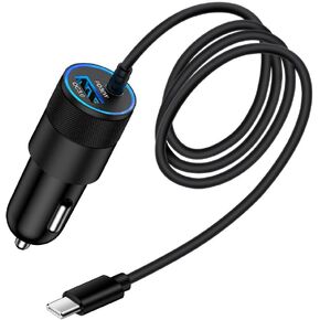 48W Samsung USB C Car Charger Fast Charging for Galaxy S24/S23/A14/A15 5G/A35,Dual Port PD&QC Car Cigarette Lighter Charger with 3ft USB Type C Cable for Google Pixel 9 Pro XL/9/9 Pro Fold/8Pro/8/7/6