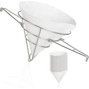 Deep Fryer Oil Filter Cone Holder Stand with 20 Paper Filters | Maple Syrup Filter Stand | Stainless Steel | 10'' Oil Fryer Filter Combo | Fry Oil Filter, Maple Filter, Deep Fryer Filter