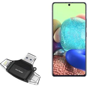 BoxWave Smart Gadget Compatible with Samsung Galaxy A71 5G - AllReader SD Card Reader, microSD Card Reader SD Compact USB - Jet Black