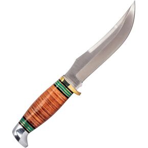 Remington R15722: Stacked Leather 10" Fixed Blade W/BRN Lthr Sheath