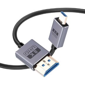 GINTOOYUN 90 Degree Left Angle 8K HDMI Male to Micro HDMI Male 2.5 Extended Cable Supports 8k@60Hz,1080p,with Digital Cameras, Camcorders,Tablets (Micro HDMI Male to Left HDMI Male)