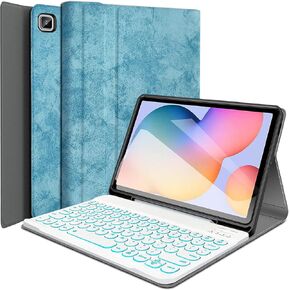 Backlit Keyboard Case for Samsung Galaxy Tab S6 Lite 10.4" 2022/2020 (SM-P610/P613/P615/P619), Protective Cover Case with Detachable Wireless Keyboard for Galaxy Tab S6 Lite 10.4 Tablet
